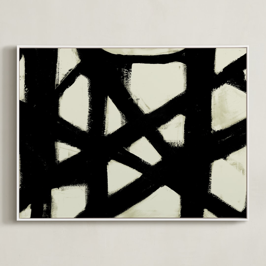 "Missed Connections" - Art Print in Black and White by Ilana Greenberg - Framed Canvas