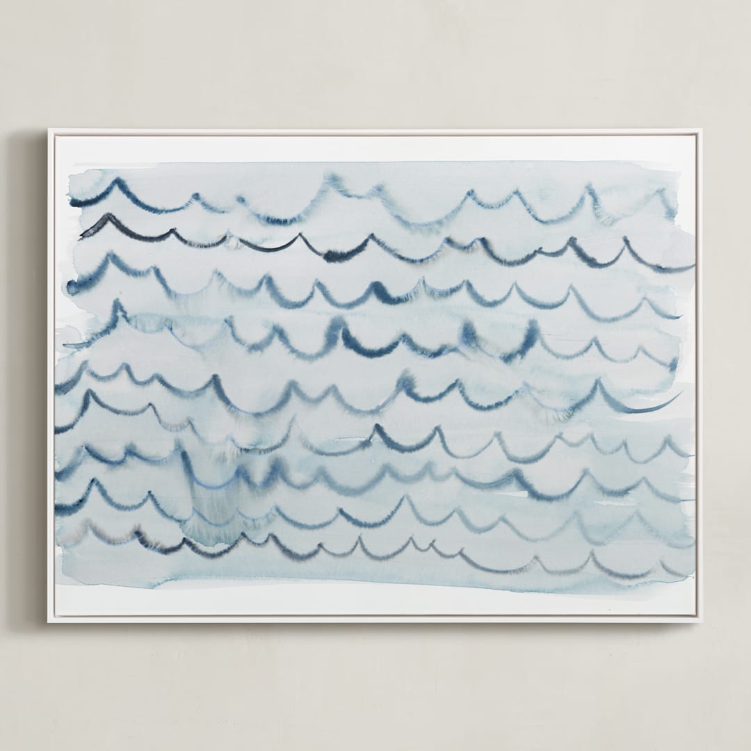 "waves" - Art Print in pool blue by Kelly Witmer - Framed Canvas