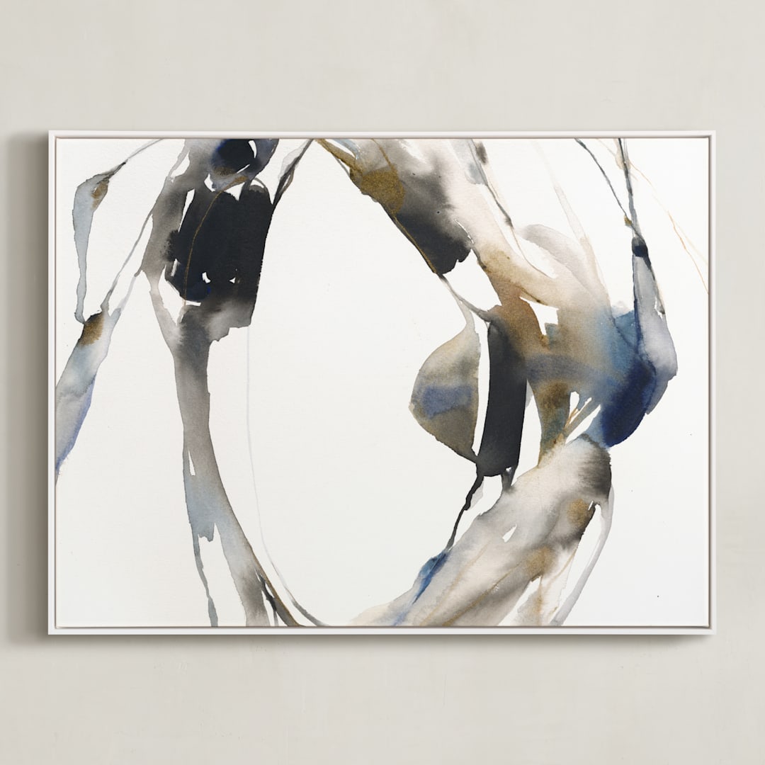 "Surrounding" - Art Print in grey wash by Michelle Lee - Framed Canvas