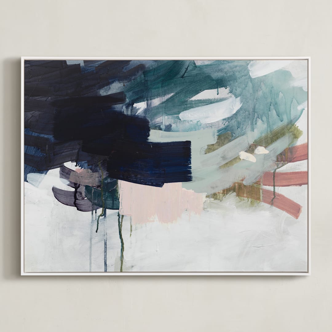 "Following The Pack" - Art Print in Midnight Blue by Jennifer Daily - Framed Canvas