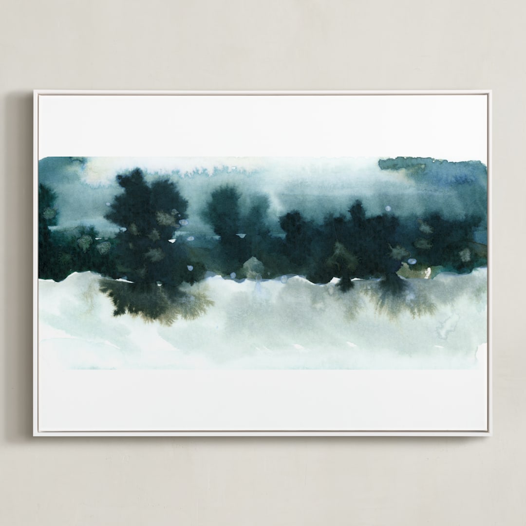 "Night Falling" - Art Print in Lagoon by Lindsay Megahed - Framed Canvas