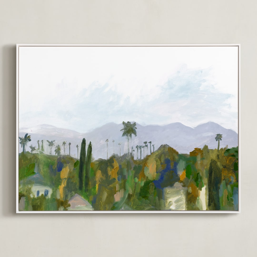 "Los Angeles landscape" - Art Print in Green Hills by Kelly Witmer - Framed Canvas