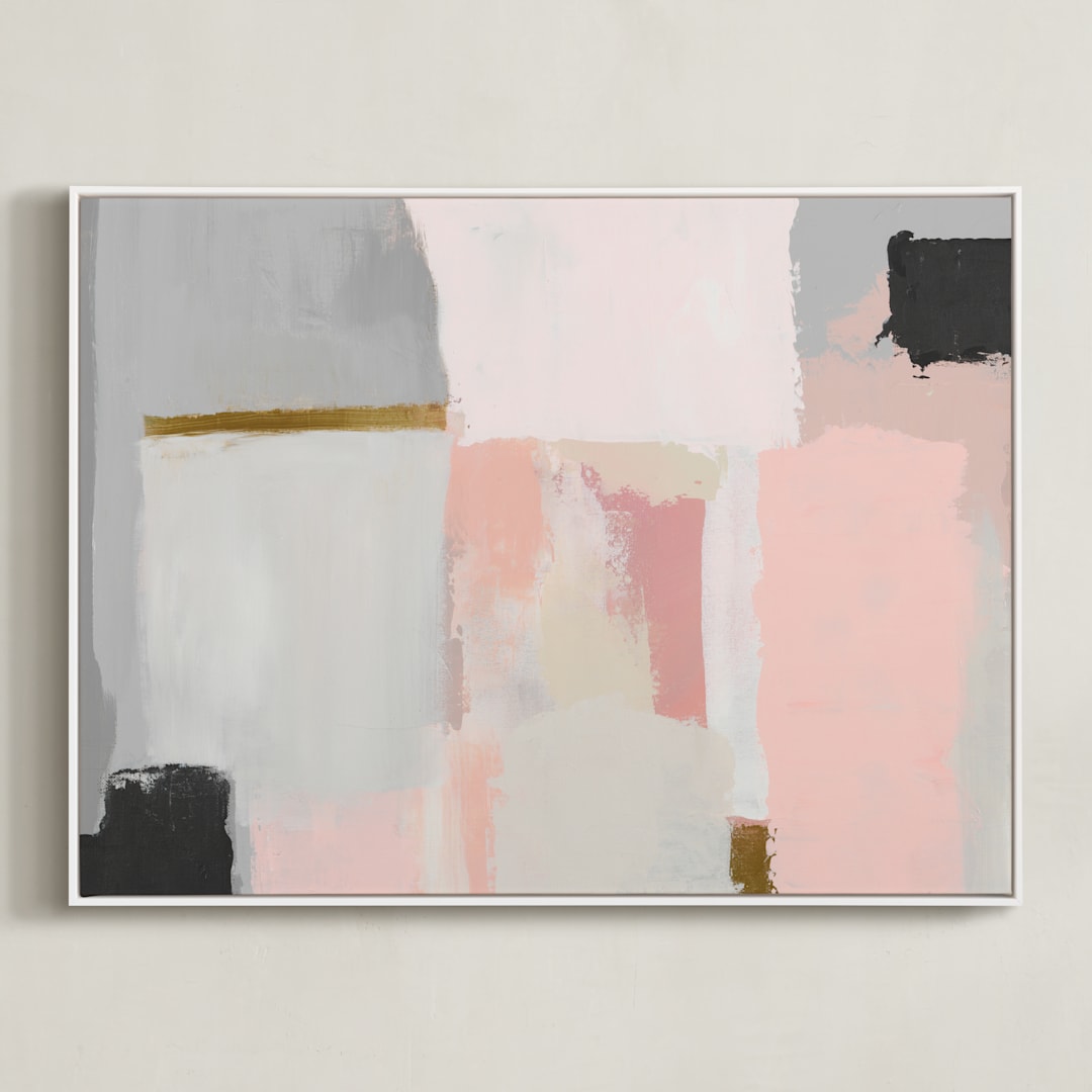 "atmospheric" - Art Print in Apricot by Amy Gray - Framed Canvas