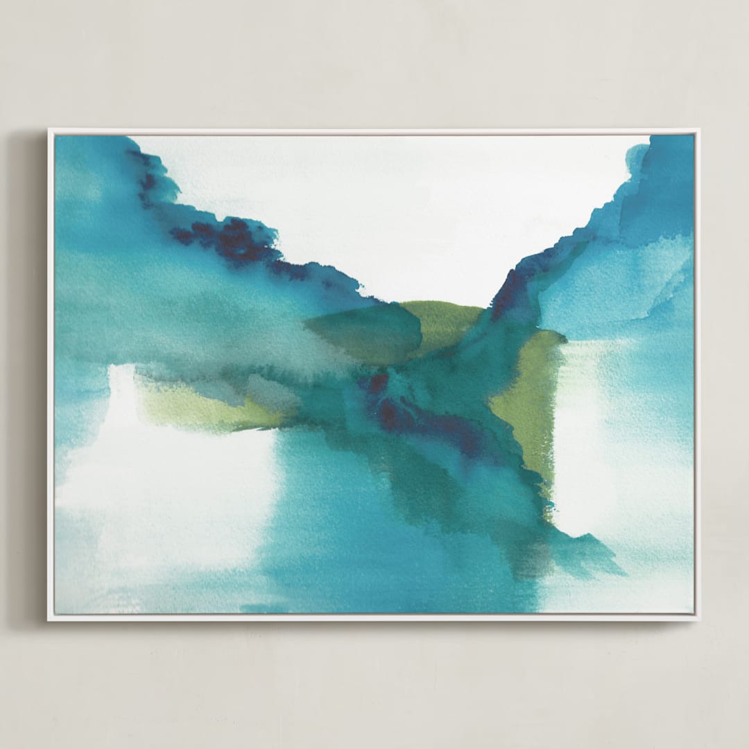 "Enchant II" - Art Print in Teal by Christine Llewellyn - Framed Canvas