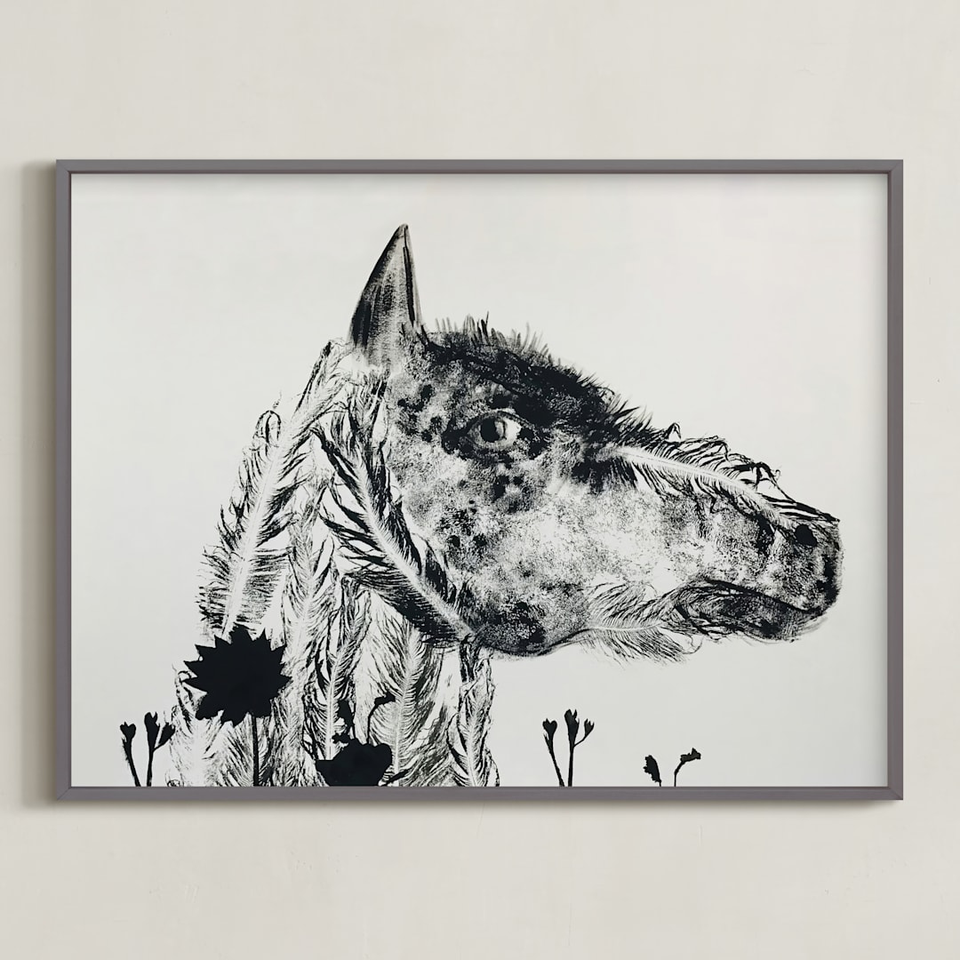 "Horse" - Art Print in Ash by Holly Hudson - Framed