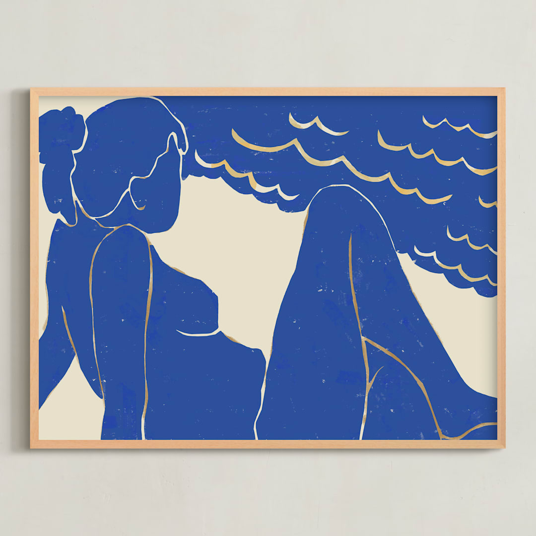 "Beach Day" - Art Print in Seaside Reverie by Roochita Chachra - Framed