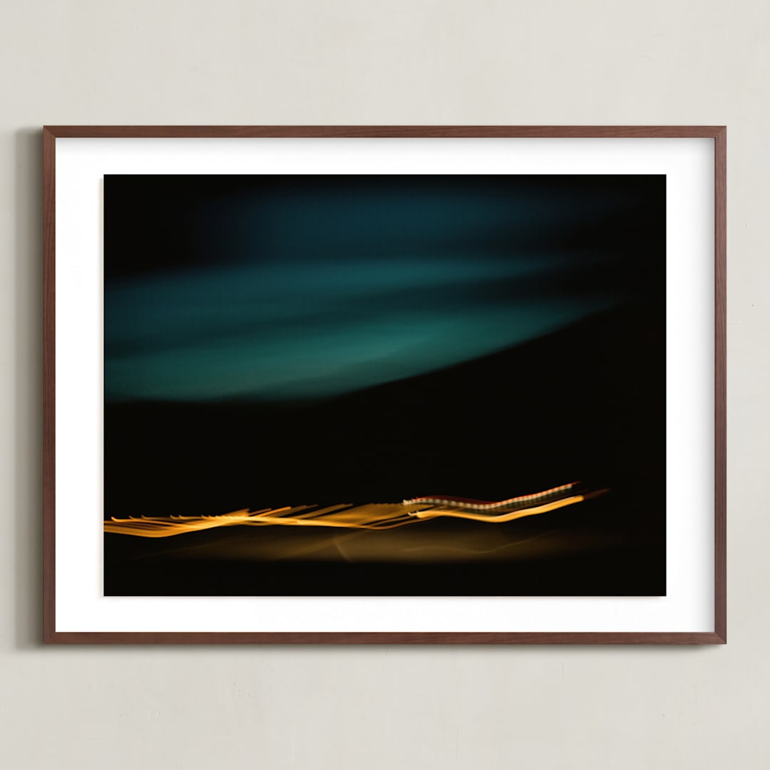 "Night Drive" - Art Print in Neon Lights by Rachel Marie Keba - Framed