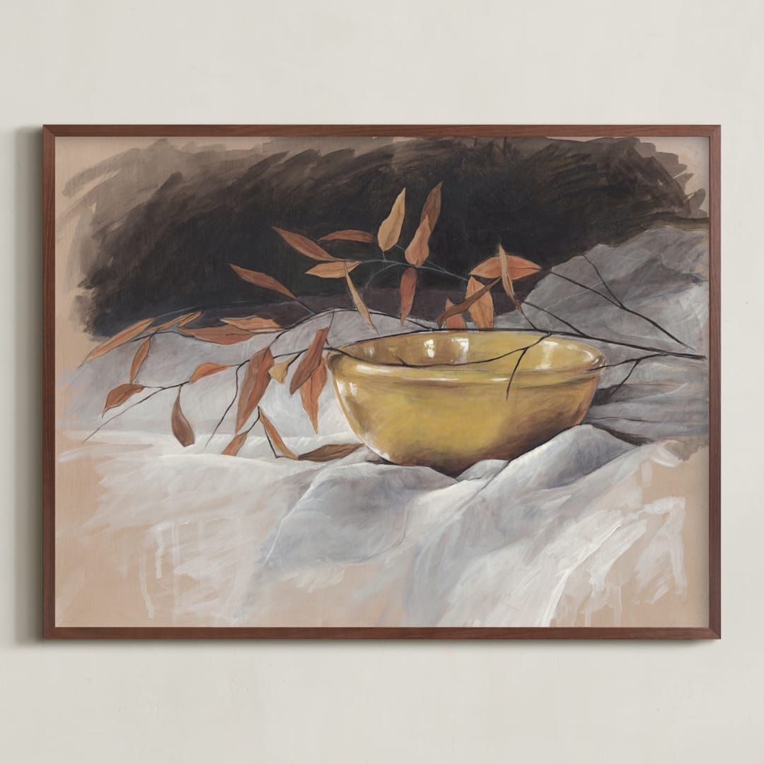 "Yellow Bowl" - Art Print in Goldenrod by Lorent and Leif - Framed