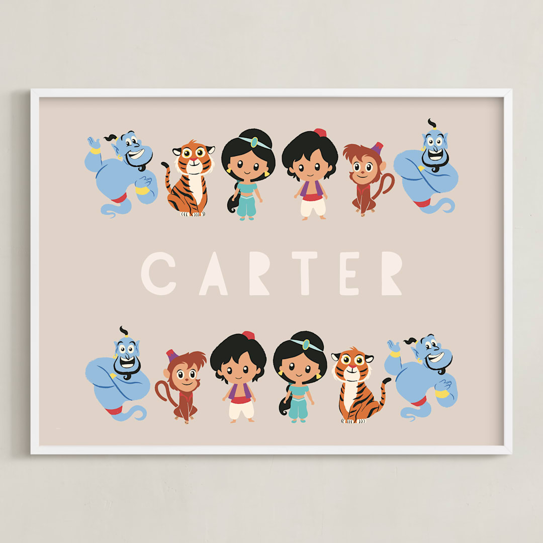 "Disney's Aladdin & Friends" - Personalized Art Print in Desert by Vivian Yiwing - Framed