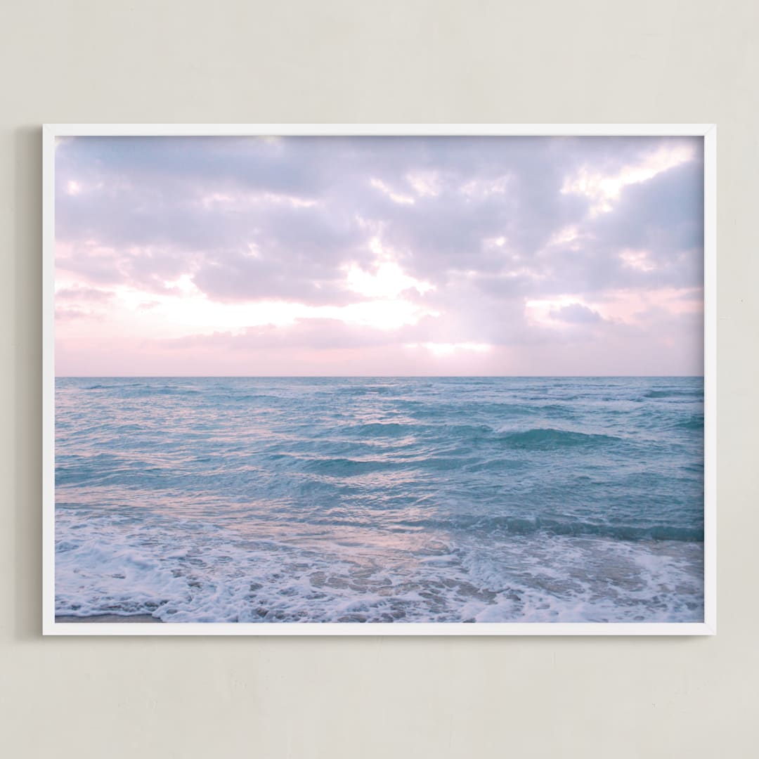 "Moody Atlantic" - Art Print in Lavender Sunrise by Kate Ross - Framed