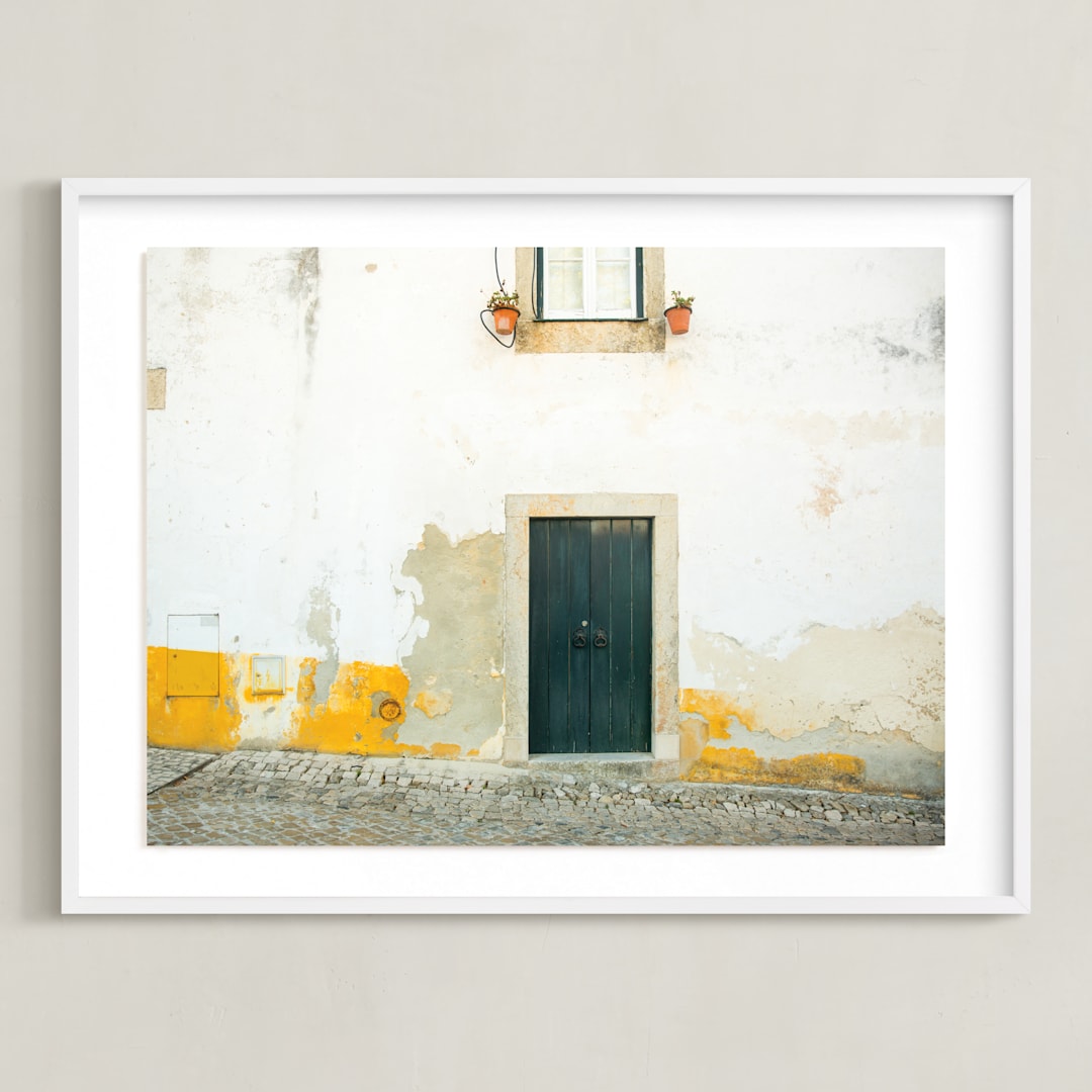"Óbidos" - Art Print in Mustard Yellow by Heather Deffense - Framed