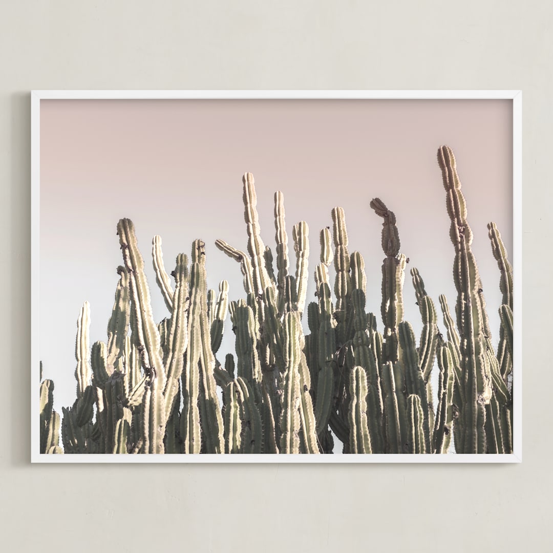"Summer Cactus" - Art Print in pastel palette by Wilder California - Framed