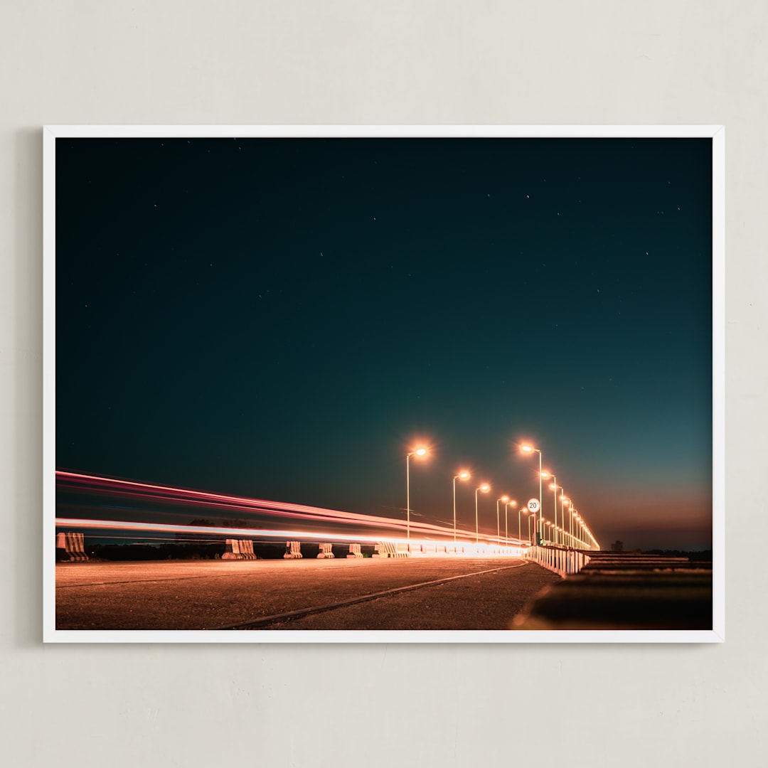 "The Fast Bridge" - Art Print in Marmalade Pine by Christian Fernandez - Framed