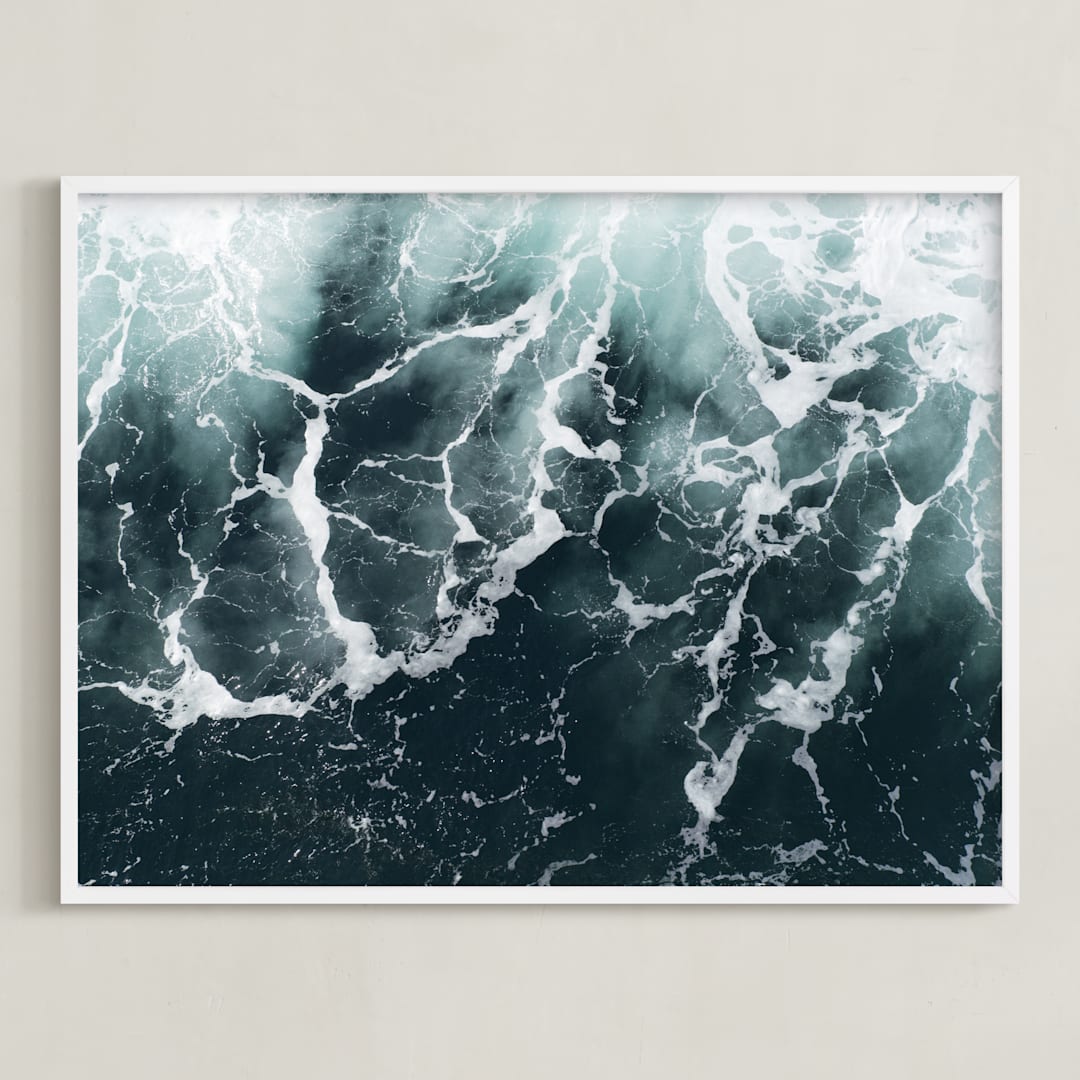 "Wave Patterns" - Art Print in Sea Aqua by Tommy Kwak - Framed