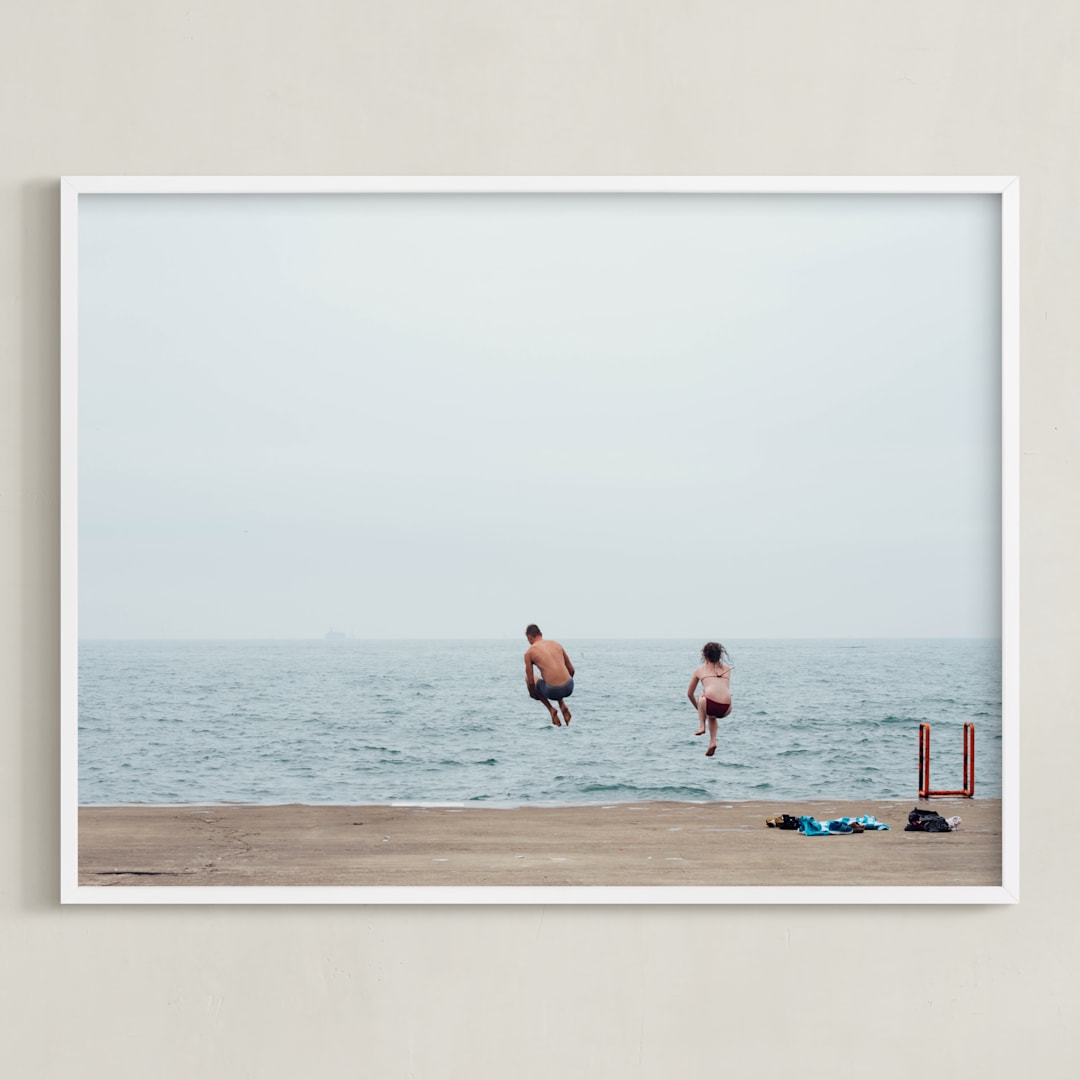 "August" - Art Print in Lake Blue by Kaitlin Rebesco - Framed