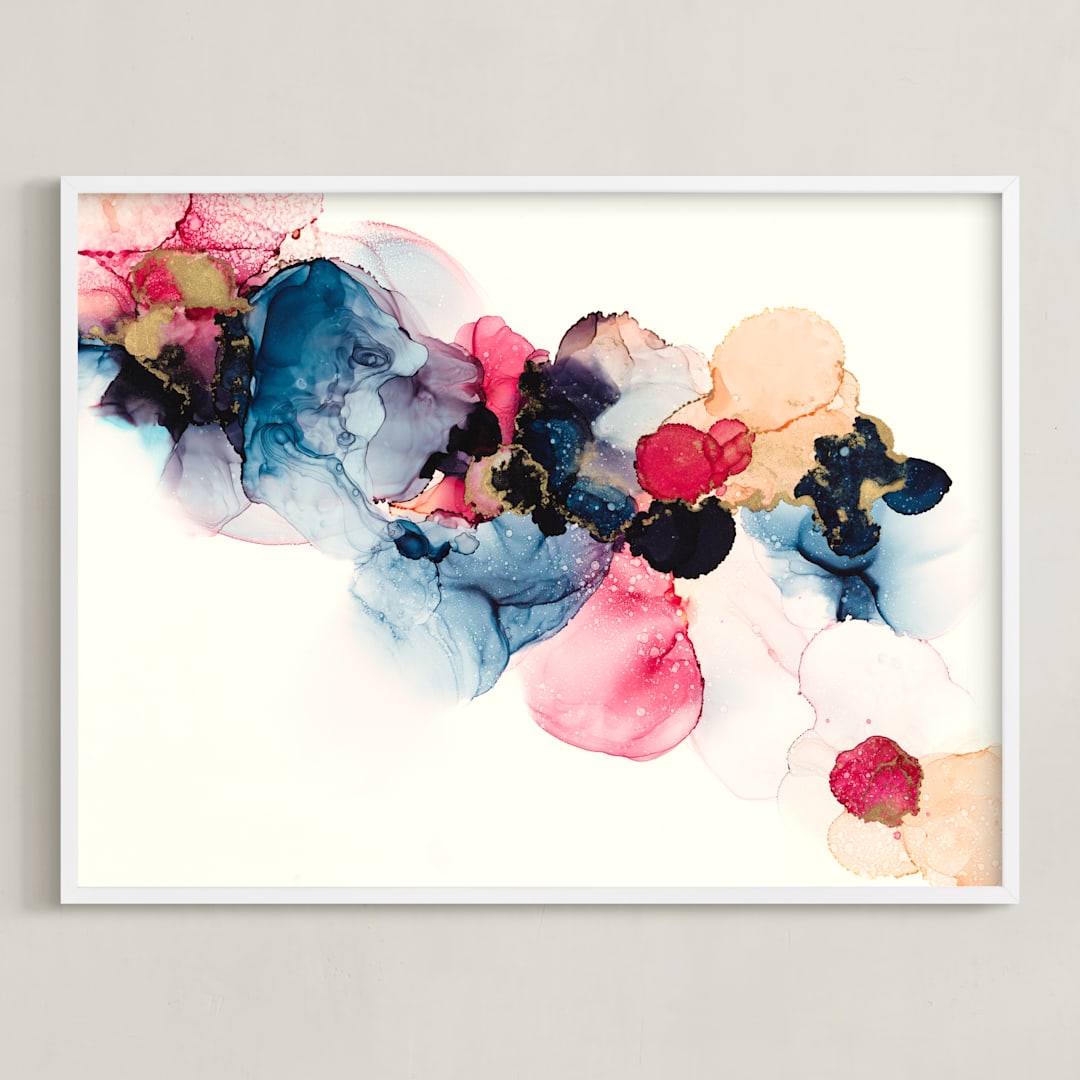"Bloom Mixer" - Art Print in Sapphire Blue by Three Kisses Studio - Framed