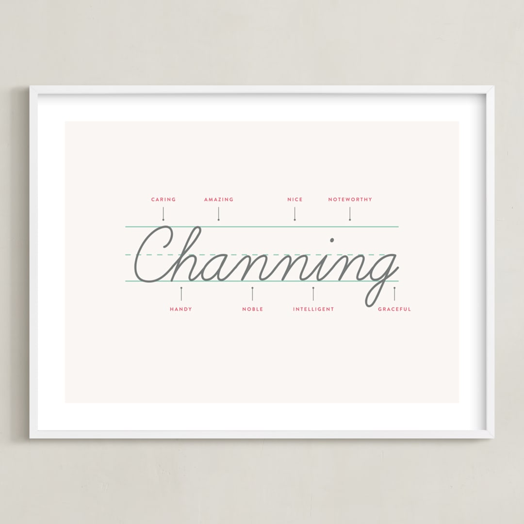 "Anatomy Of A Name" - Personalized Art Print in Ivory by Shari Margolin - Framed