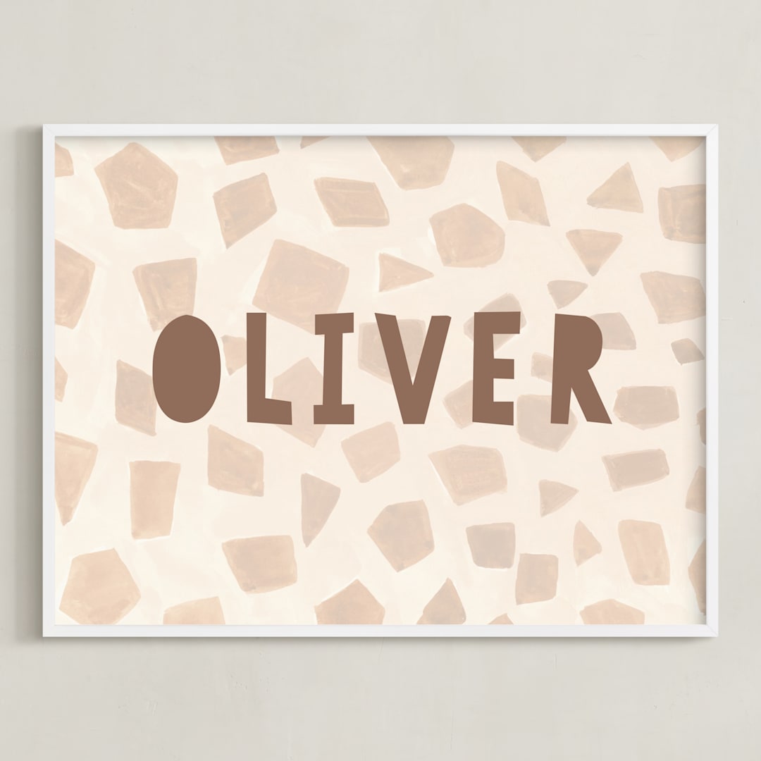 "Safari Friends 2" - Personalized Art Print in Brown by Teju Reval - Framed