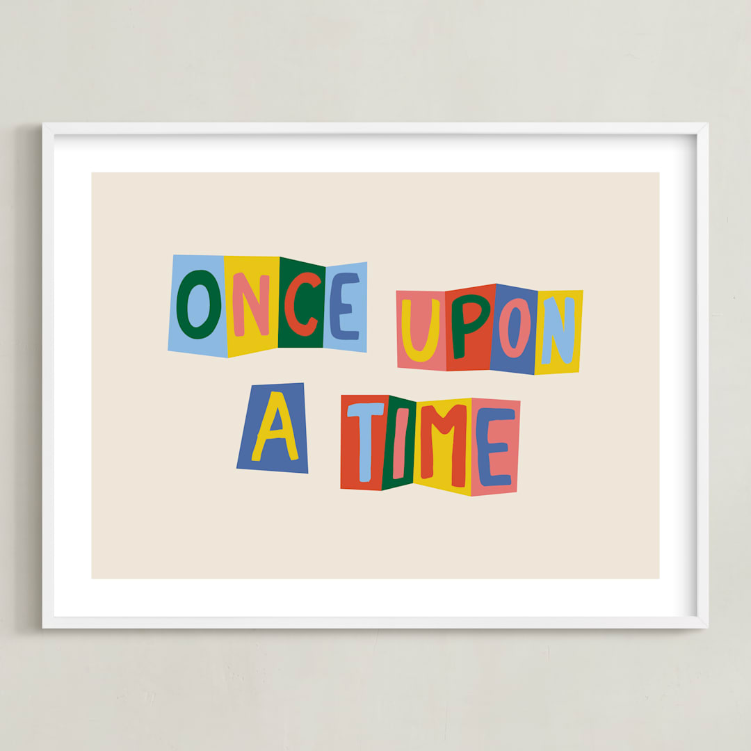"Once Upon a Time" - Art Print in Azure Blue by Inkblot Design - Framed