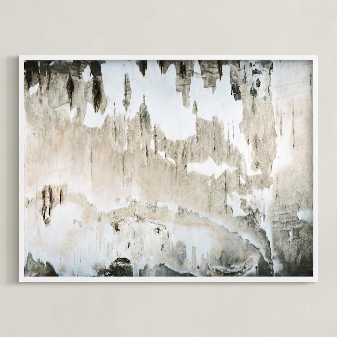 "Textured Birch" - Art Print in Putty by Melanie Severin - Framed