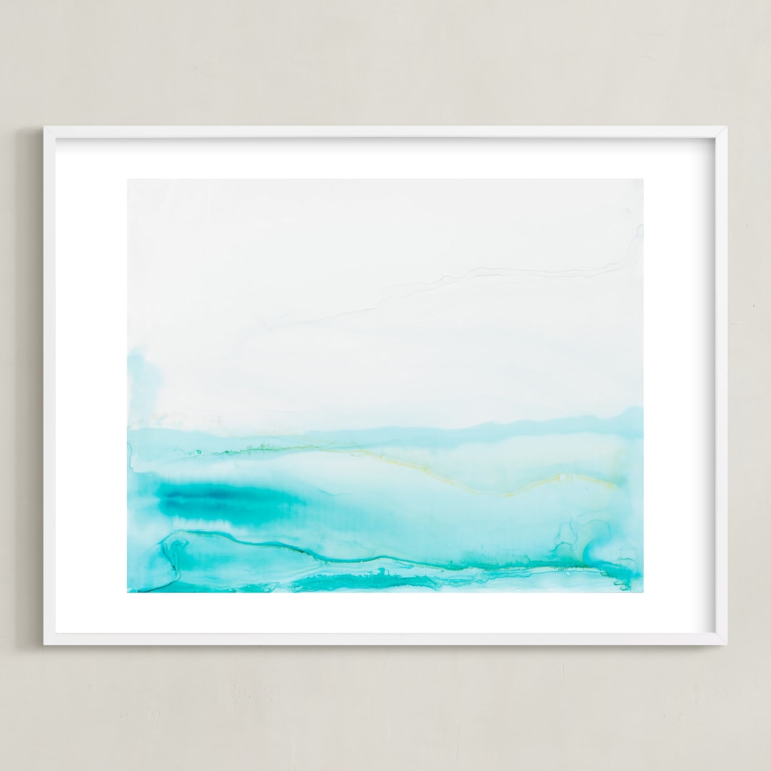 "Seafront" - Art Print in Sea Blue by Itsy Belle Studio - Framed
