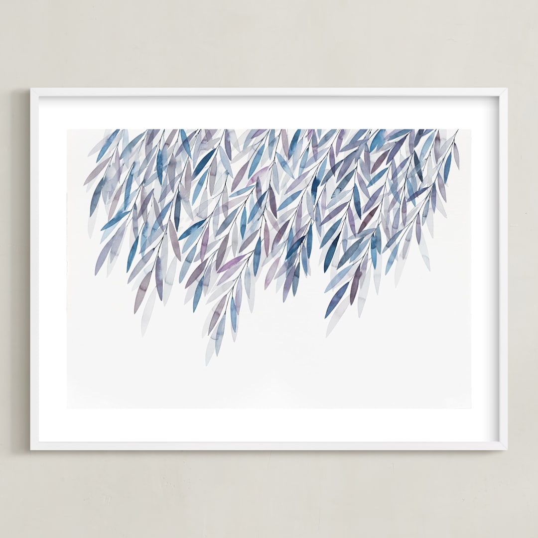 "Dreaming of Leaves" - Art Print in White by Priscilla Lee - Framed