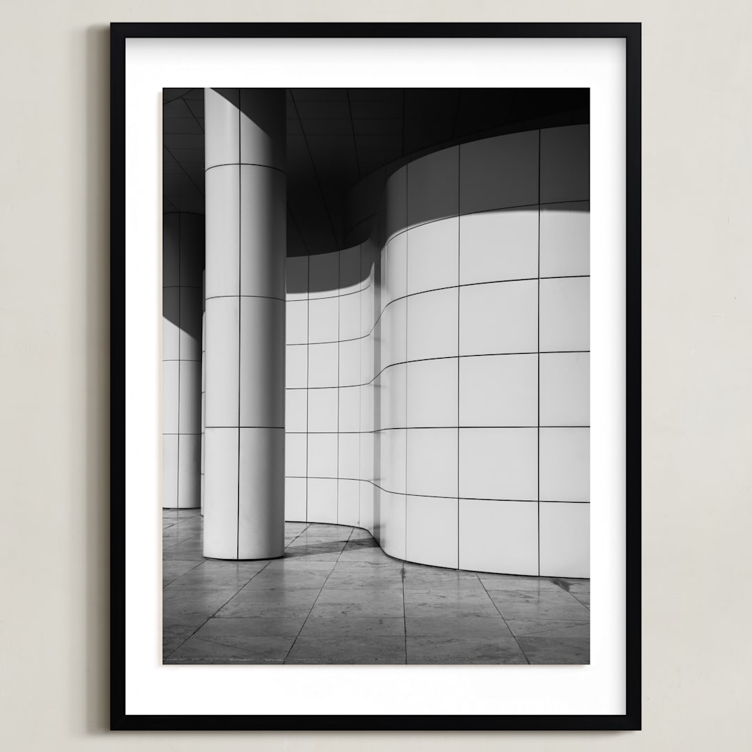 "Curves and Squares 2" - Art Print in Black & White by lulu and isabelle - Framed