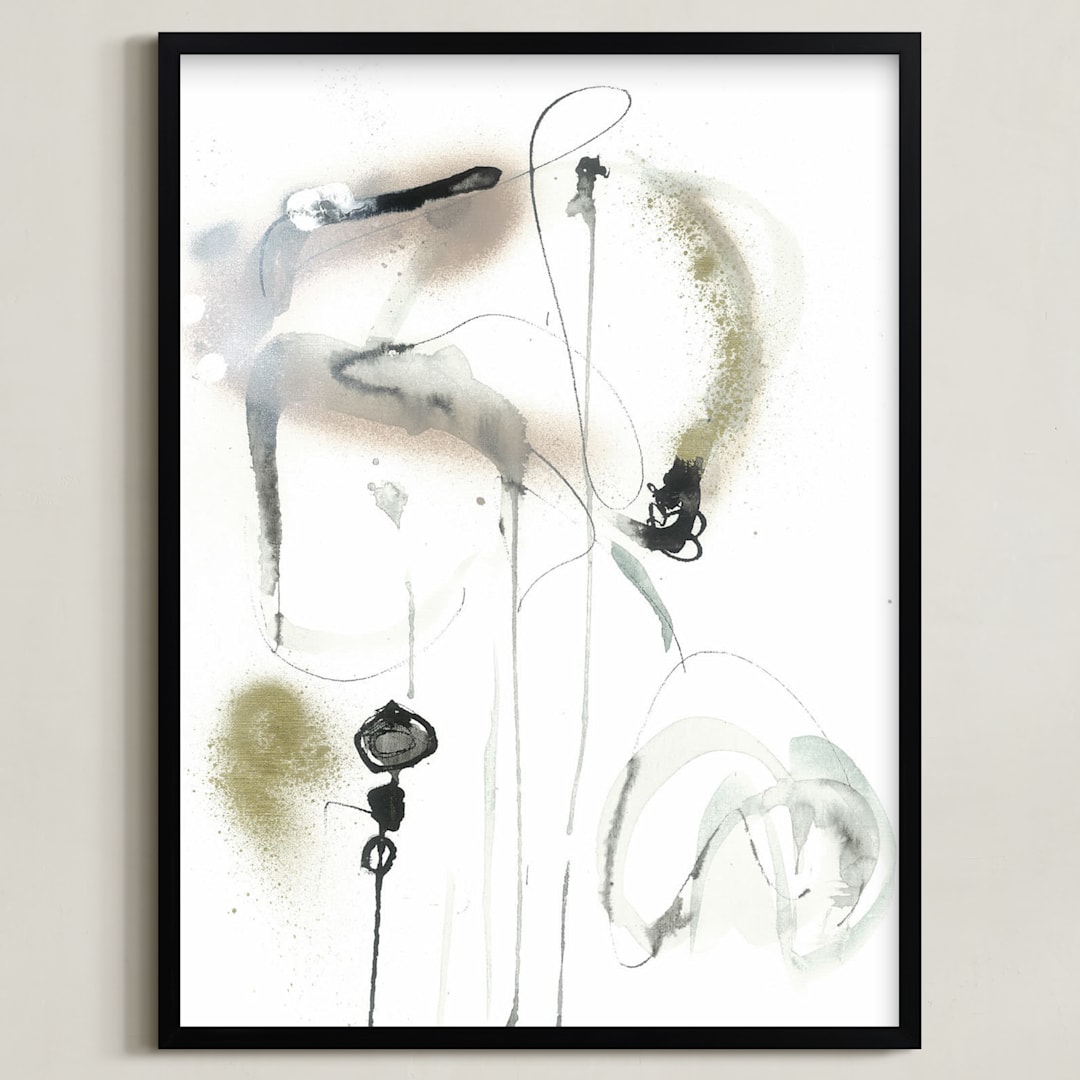 "quiet" - Art Print in inky black by ADRIENNE JACKSON - Framed