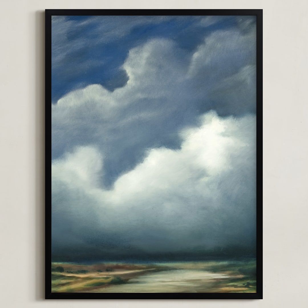 "Afternoon Fog" - Art Print in Cornflower by Kelly Money - Framed