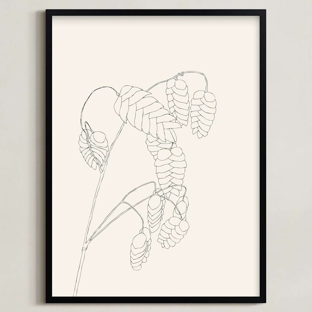 "Grass With Seeds" - Art Print in Black On White by Jorey Hurley - Framed