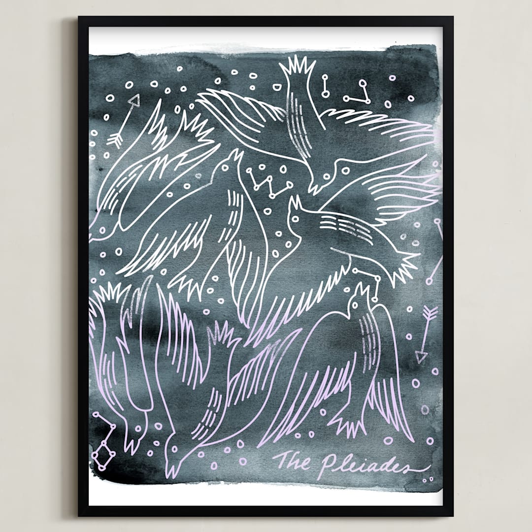 "The Pleiades" - Art Print in Midnight  by Eve Schultz - Framed