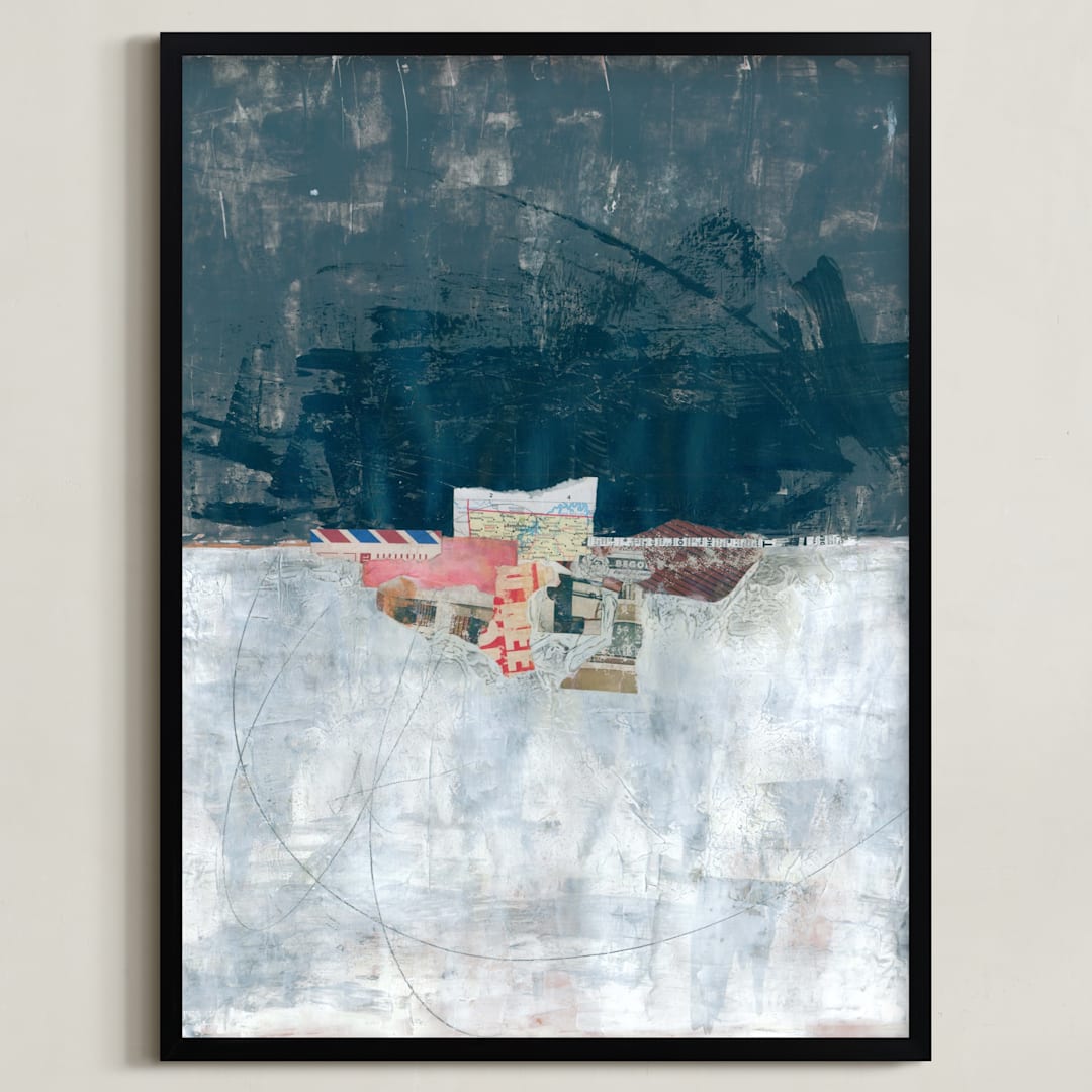 "Paper Horizon" - Art Print in Black and White by Misty Hughes - Framed