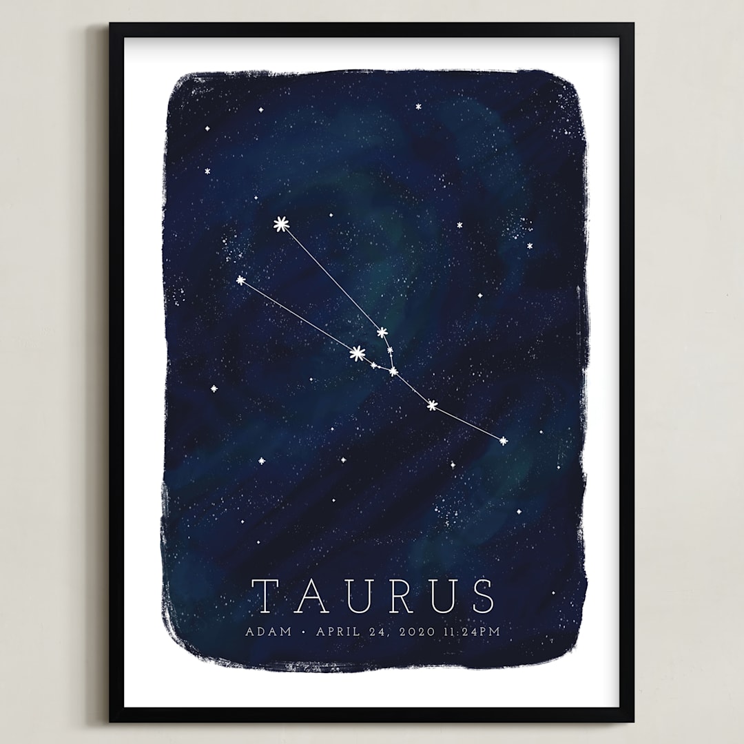 "Zodiac Constellation Taurus" - Personalized Art Print in Galaxy by Ashley Presutti Beasley - Framed