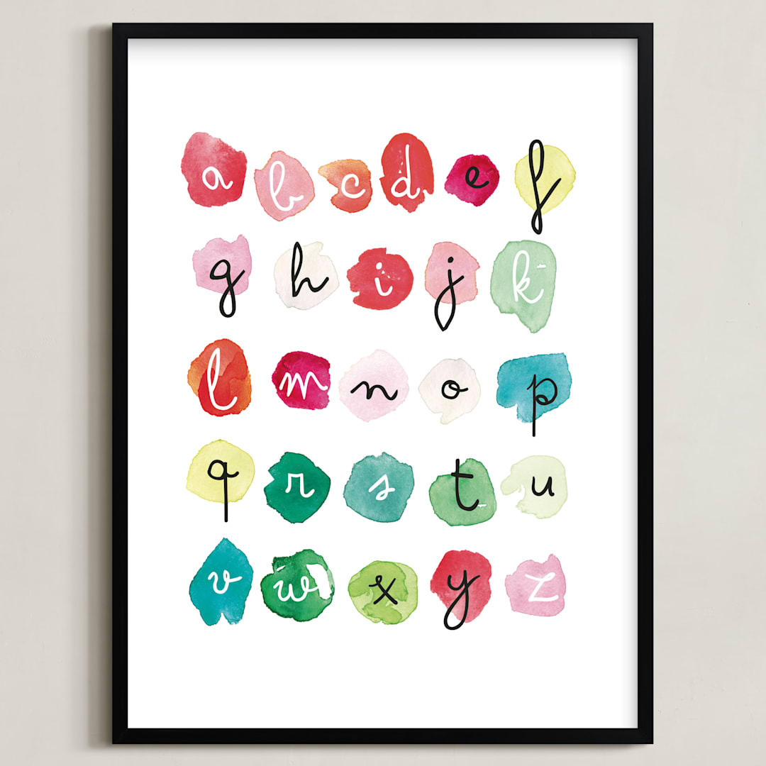 "Alpha Dots" - Art Print in Poppy Red by Kelly Ventura - Framed