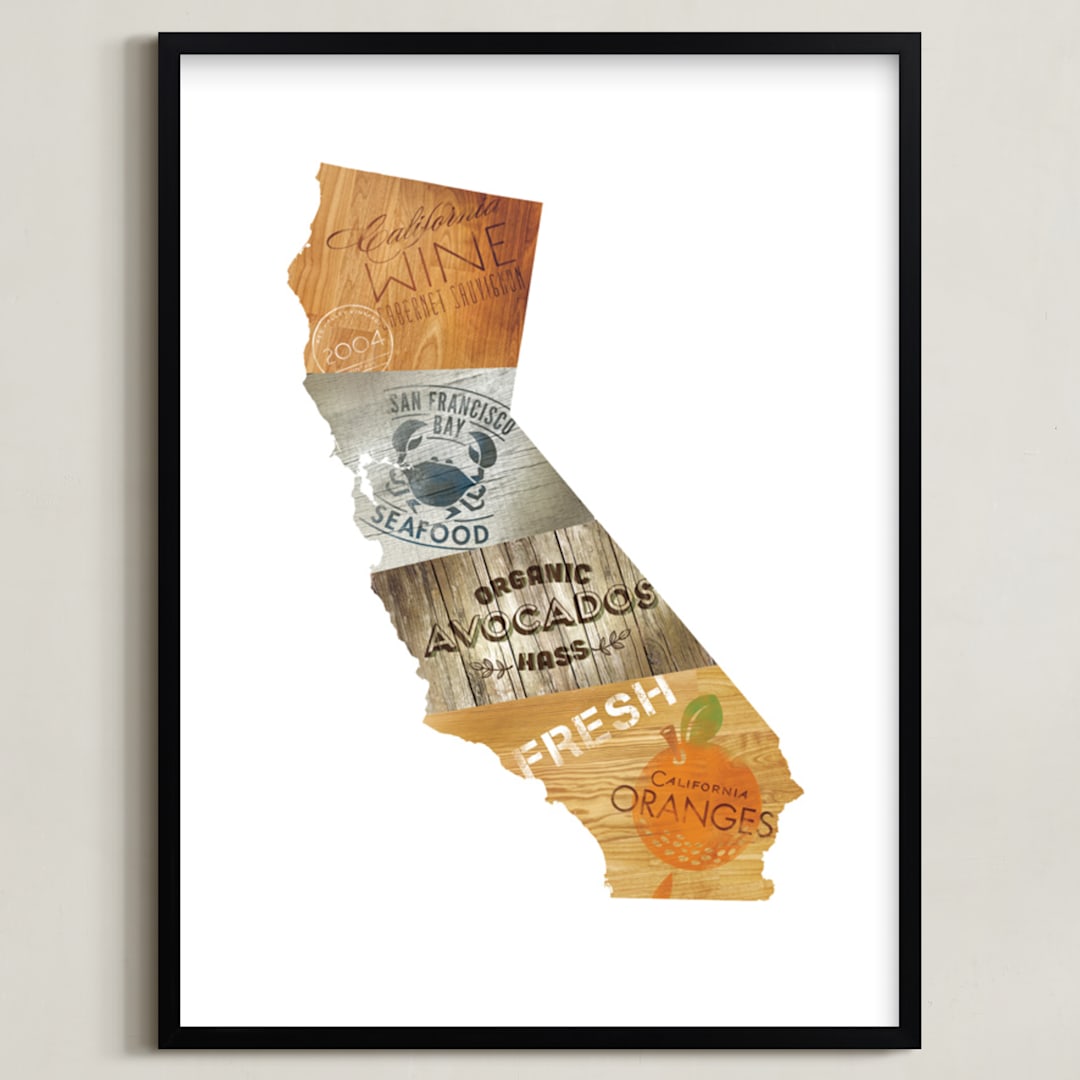 "California Flavor" - Art Print in crate wood by Susie Allen - Framed