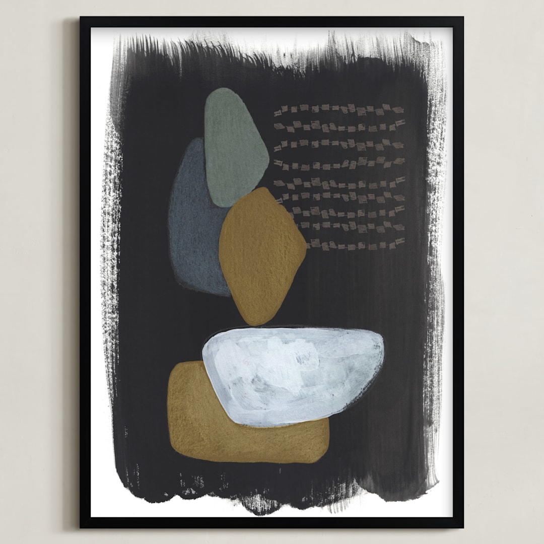 "Balancing Edge" - Art Print in Granite by Lisa Travis - Framed