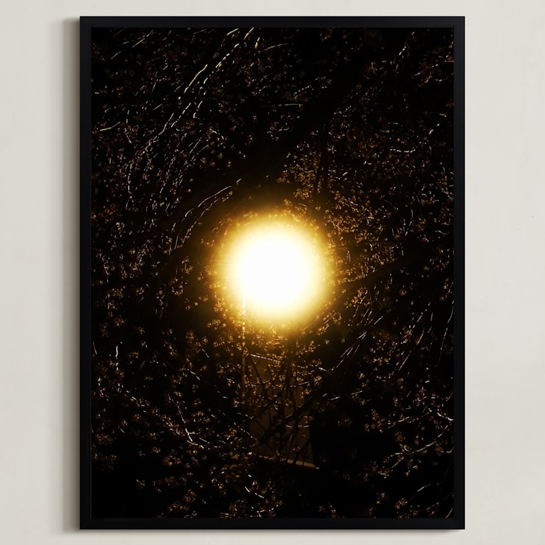 "Broken Cosmos" - Art Print in Solar Burn Yellow by Jeff Preuss - Framed