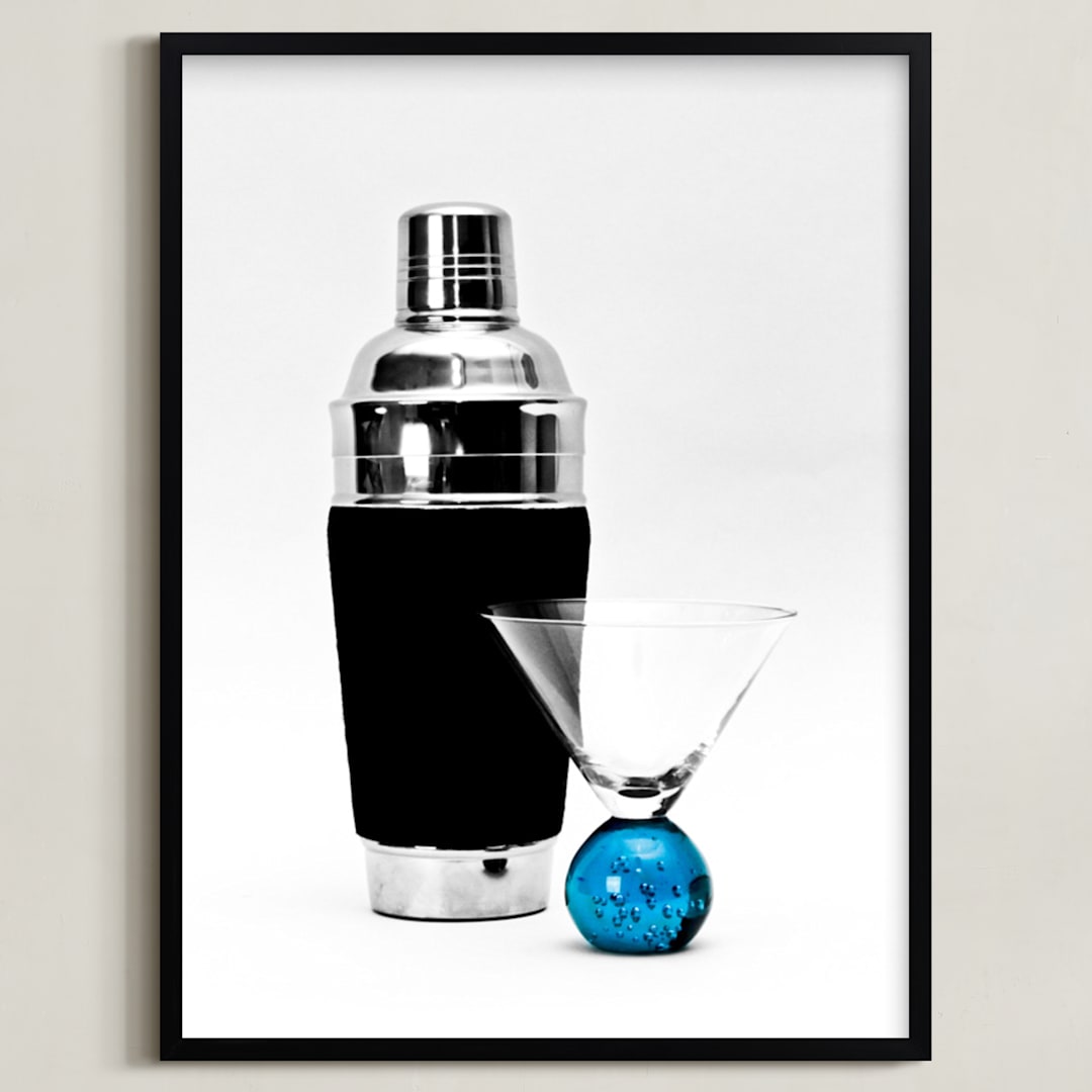 "Blue Martini" - Art Print in Black & White by Katrina Leandro - Framed