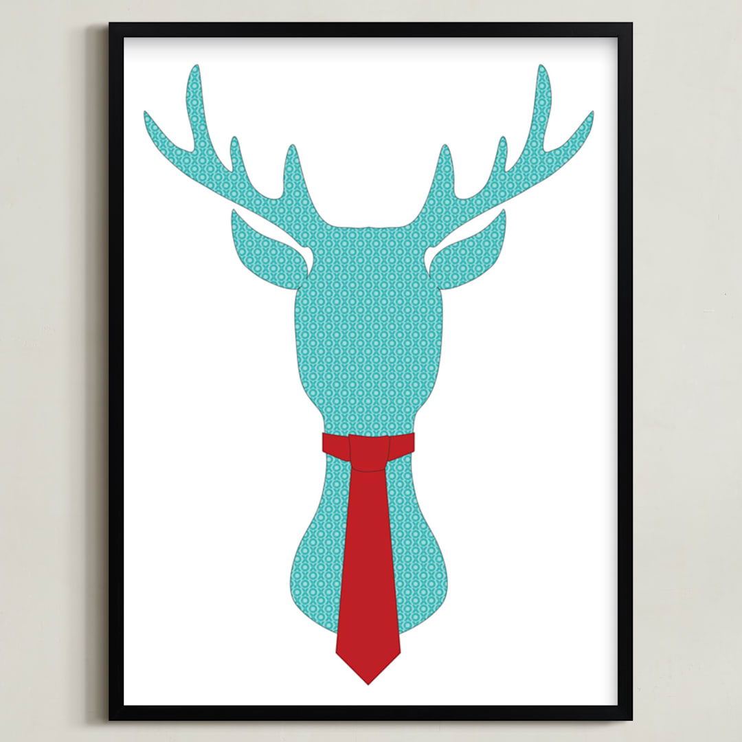 "Mr Dear" - Art Print in Teal blue by Johanna Phillips Huuva - Framed