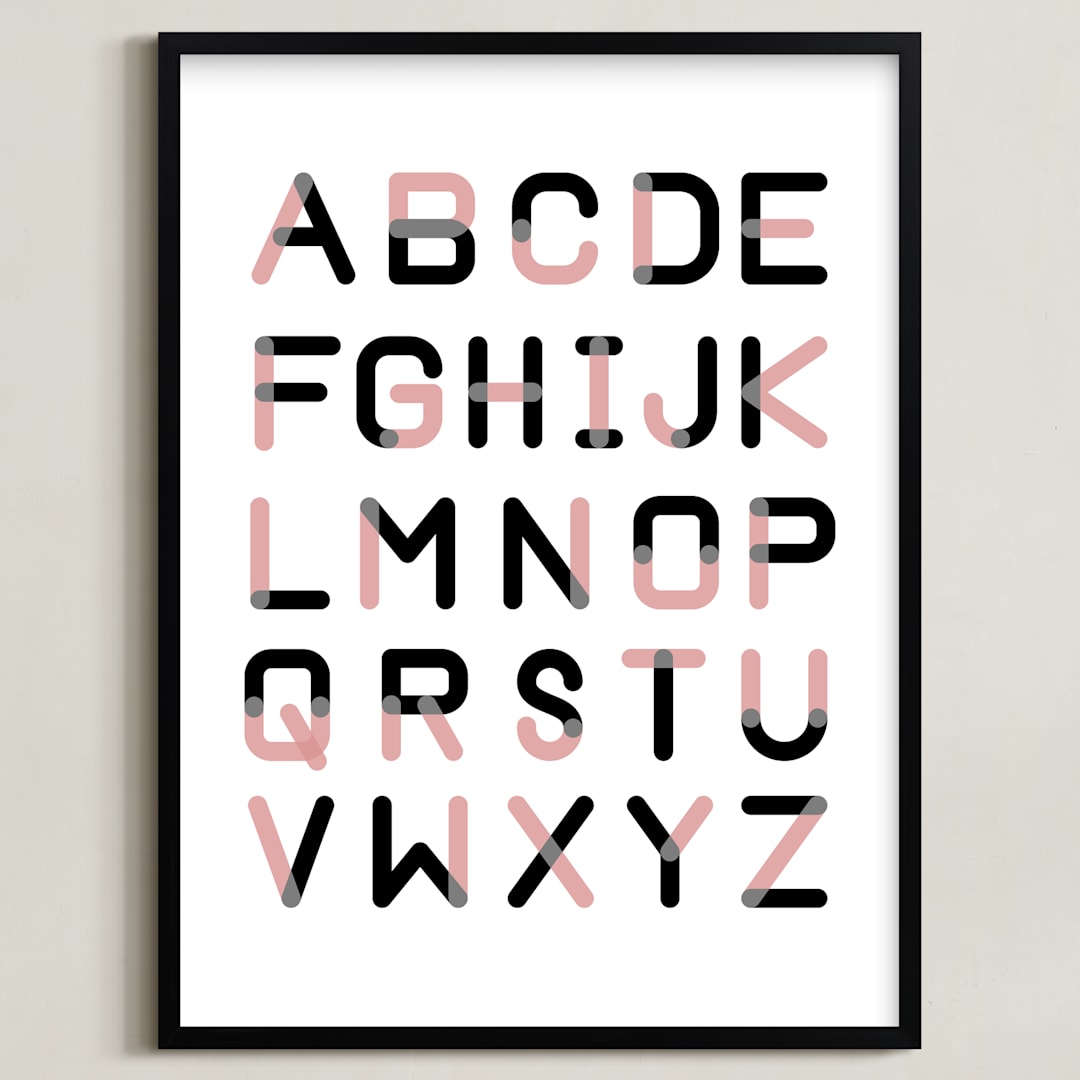 "Color Font Alphabet" - Art Print in Rose Gold by Erica Marquis - Framed