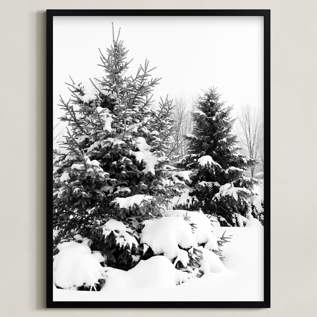 "Holiday Evergreens" - Art Print in Coal by Karen Kaul - Framed