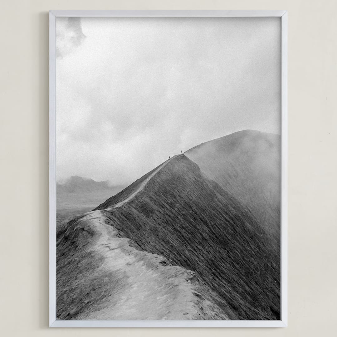 "Mighty Mount Bromo" - Art Print in Black & White by Marianne Brouwer - Framed