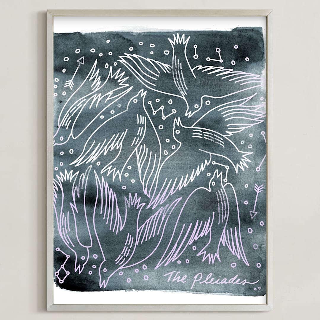 "The Pleiades" - Art Print in Midnight by Eve Schultz - Framed