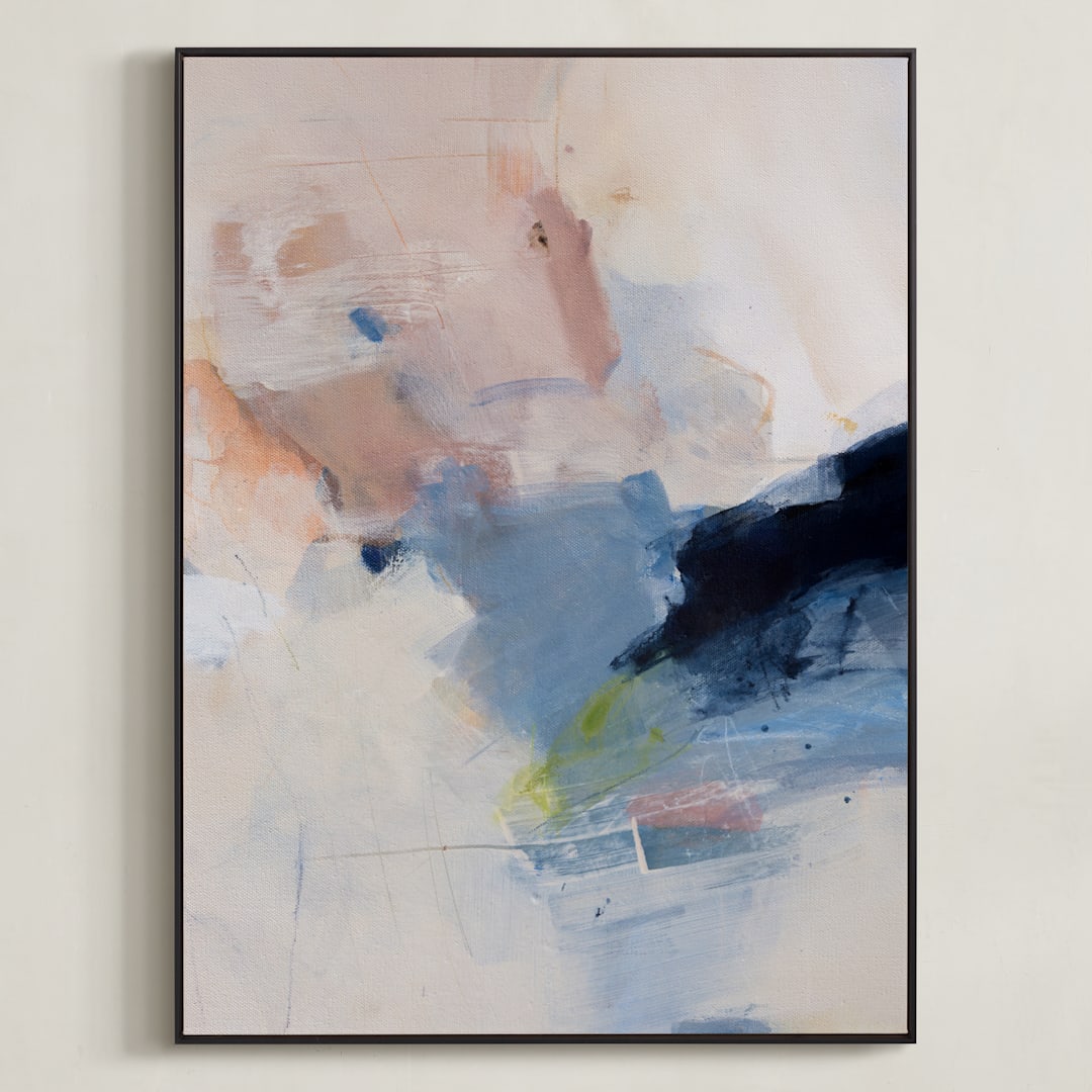 "Inner Tides" - Art Print in Pink & Blue by Arohika Verma - Framed Canvas