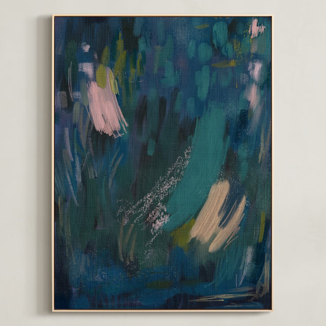 "Dreamscape 2" - Art Print in Midnight Green by Yaling Hou Suzuki - Framed Canvas