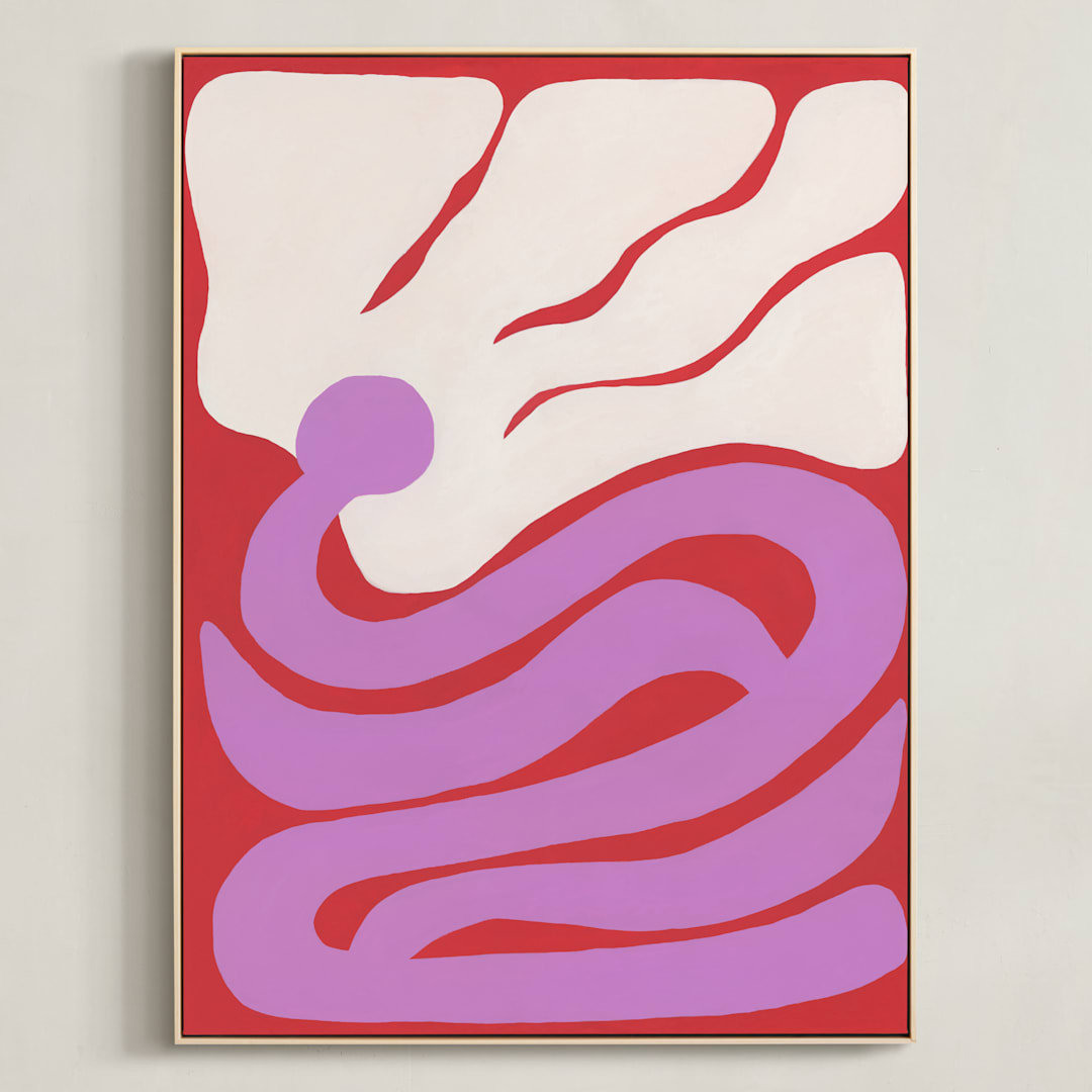 "In Full Bloom" - Art Print in Scarlet Red by Kate Sowinski - Framed Canvas
