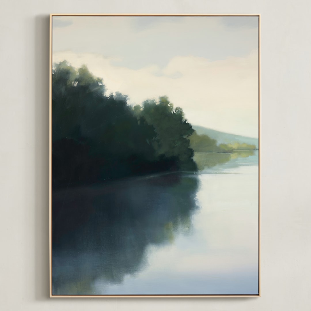 "Touching Water 1" - Art Print in Calm Water by Stephanie Goos Johnson - Framed Canvas