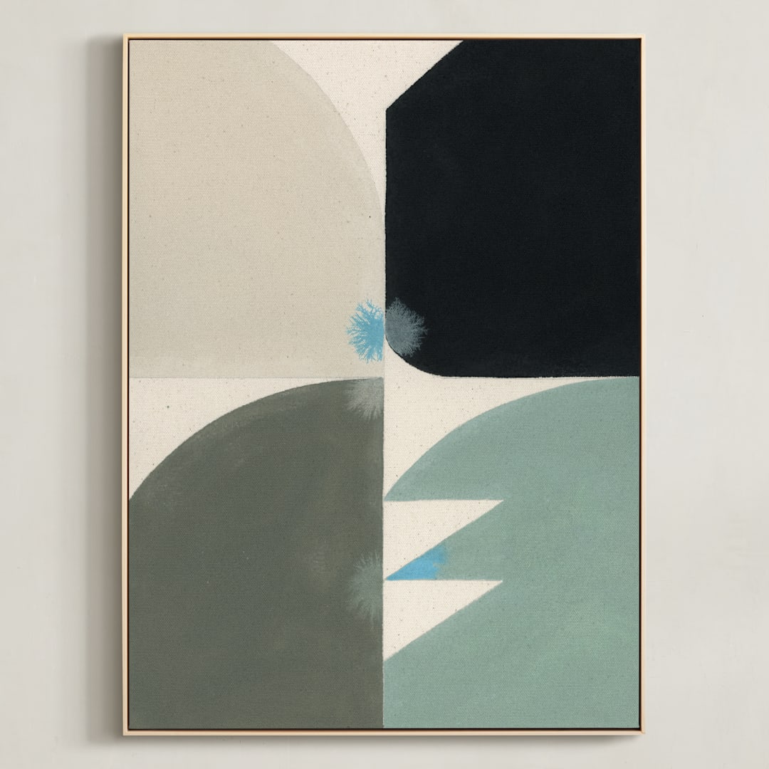 "KissKiss" - Art Print in Seafoam Blue by Christina Flowers - Framed Canvas