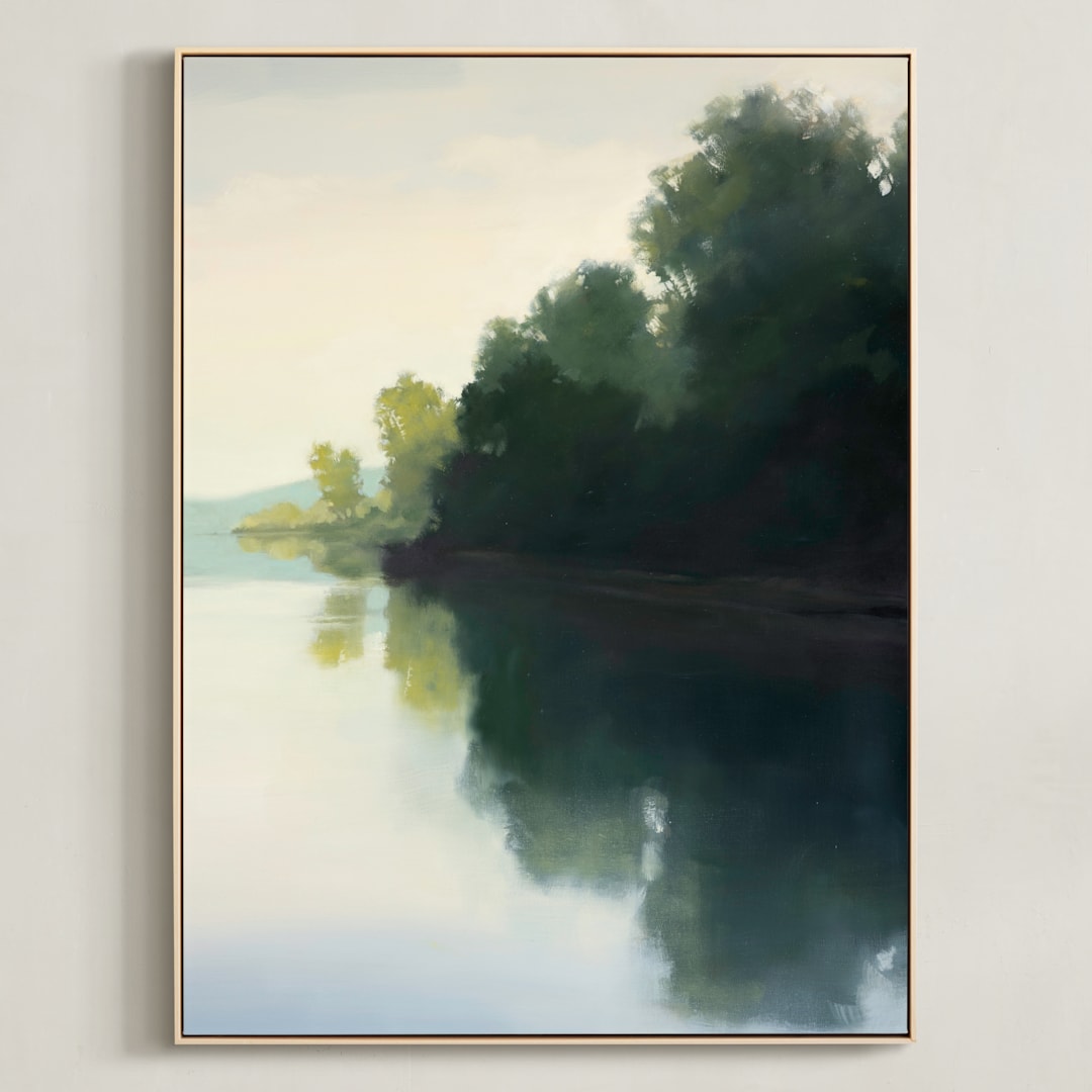 "Touching Water 2" - Art Print in Calm Water by Stephanie Goos Johnson - Framed Canvas