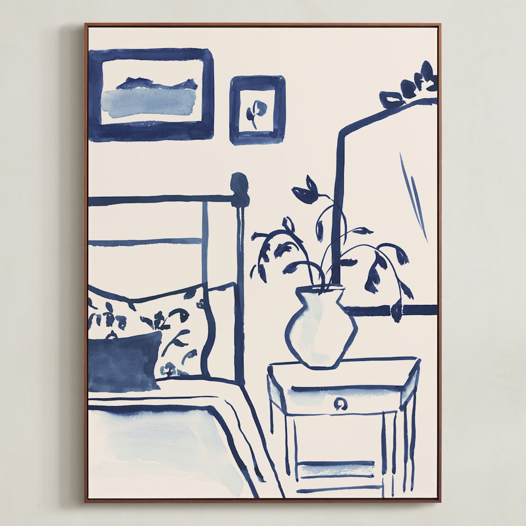 "Pretty Room" - Art Print in Vanilla by Teju Reval - Framed Canvas